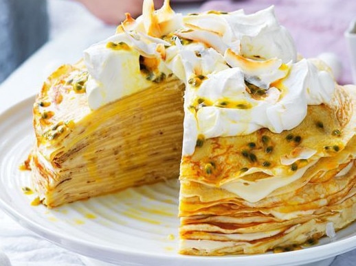 White chocolate and coconut custard crepe cake.