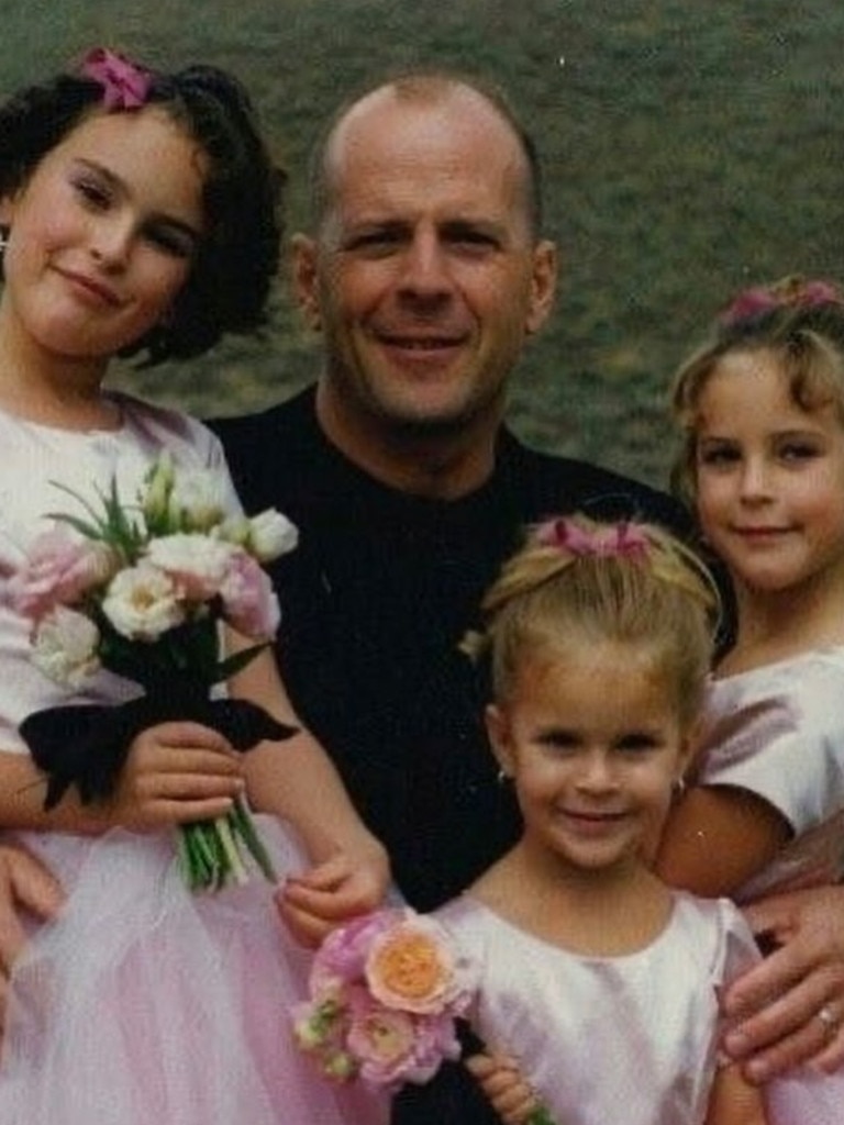 Bruce with his girls Rumer, Tallulah and Scout.