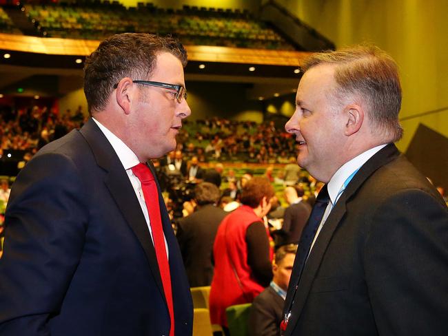 Daniel Andrews and Anthony Albanese. Picture: Mark Stewart