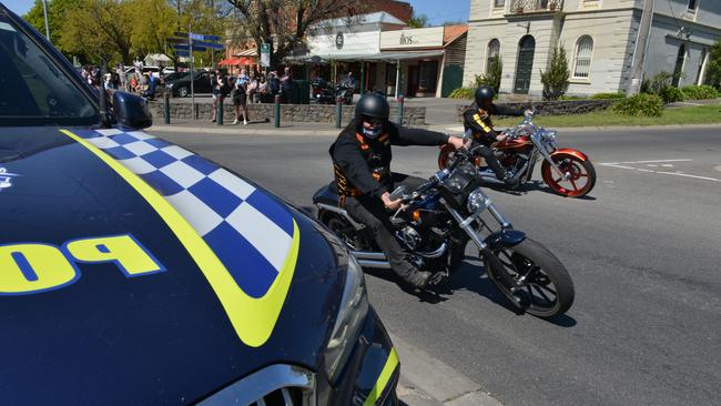 Victoria Police said on Friday that there would be an increased police presence in Ballarat before the gang departs Sunday. Picture: NCA NewsWire