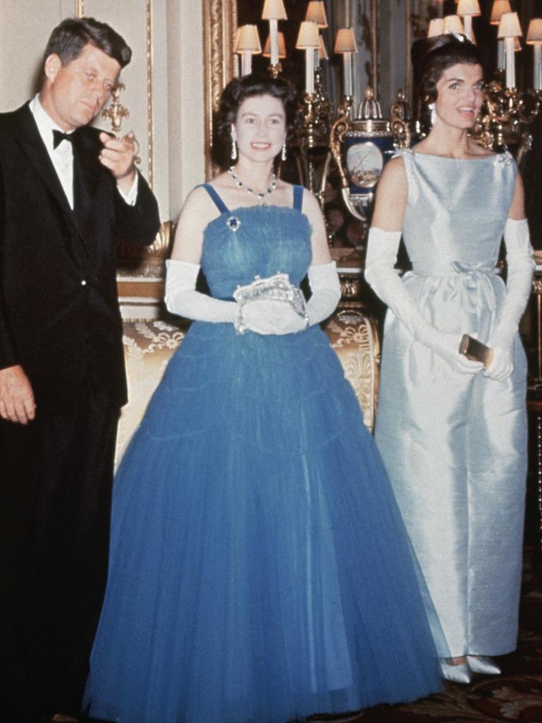 The Queen with President John F. Kennedy and First Lady Jackie Kennedy in London, 1961.