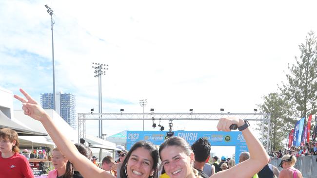 Gold Coast Marathon 2023 Laryssa da Silva Merigueti and Robertha Pacheco. 1 July 2023 Southport Picture by Richard Gosling