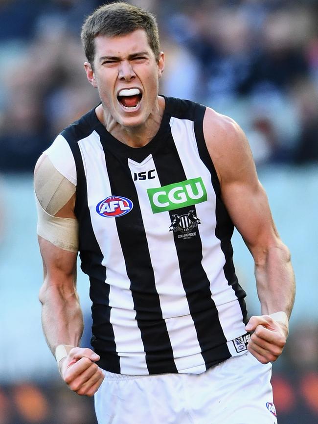 Mason Cox booted three goals, but ran out of puff in the second half. Picture: Getty Images