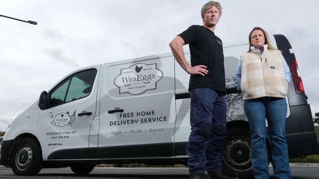 WesEggs owners Wes and Mandy Humpage have been hit by a new order preventing them from trading due to an outbreak of avian influenza. Picture: Mark Wilson