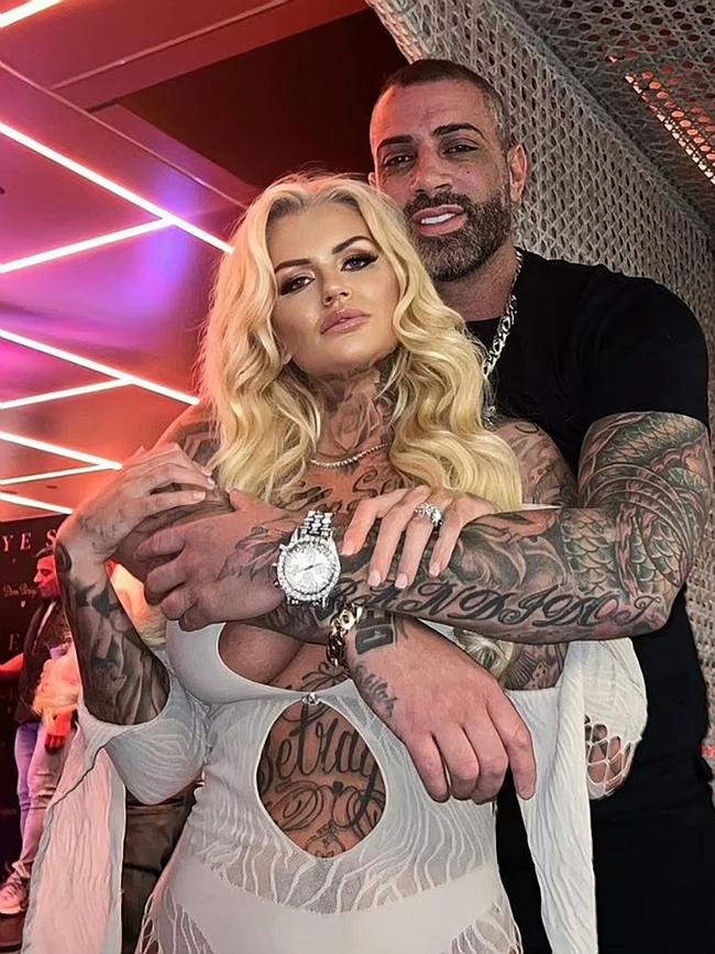 Ex-Bandidos member Jason 'Ace' Fahey pictured with model and influencer Chaye Connelly. Picture: Instagram