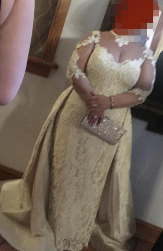 A photo of a wedding guest breaking the ‘unspoken rule’ of never wearing white has angered many. Picture: Reddit