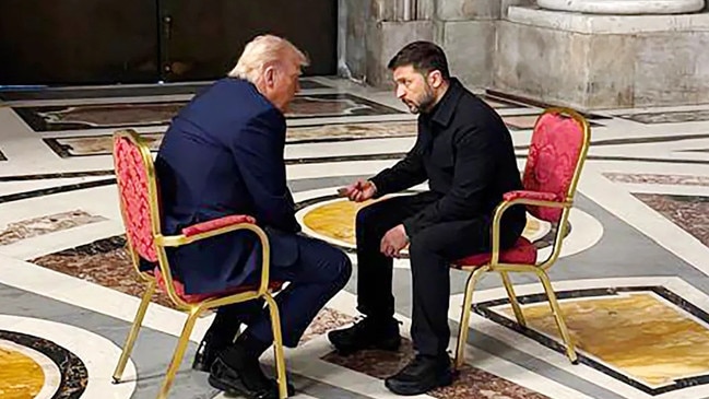 They had a more amicable meeting at Pope Francis’s funeral in April. Picture: Getty Images
