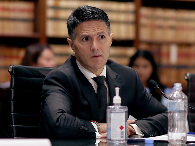 SYDNEY, AUSTRALIA - NewsWire Photos MARCH 08, 2021: NSW Liberal Minister for Customer Service Victor Dominello during Budget Estimates in the Jubilee Room at Parliament House in Sydney. Picture: NCA NewsWire / Dylan Coker