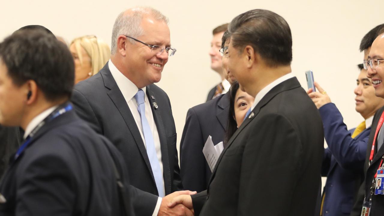 Australian Prime Minister Scott Morrison meets with President Xi Jinping during the G20 in Osaka, Japan in 2019.