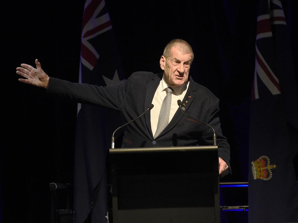 Former Victorian Premier Jeff Kennett at the Liberal Party State Council at Moonee Valley Racecourse. Picture: Andrew Henshaw