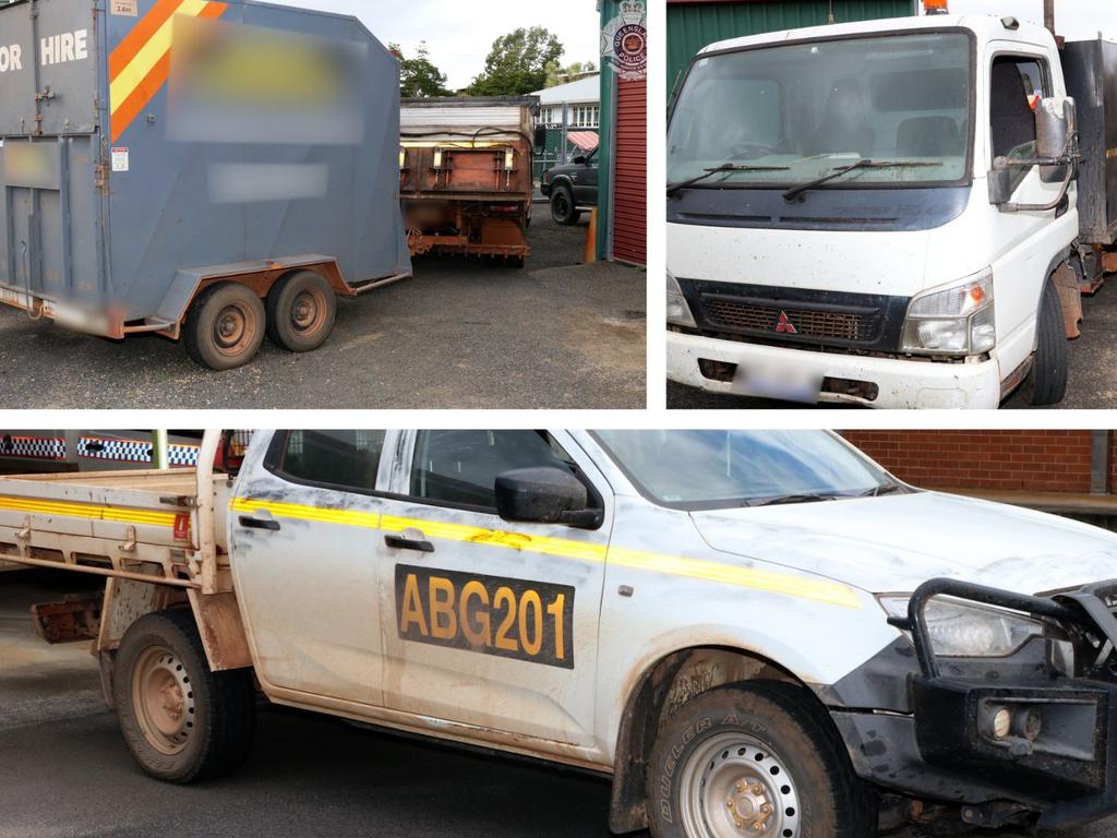 Vehicles used by alleged bitumen bandits who posed as tradespeople offering bitumen surfacing for a discounted price. Picture: Queensland Police