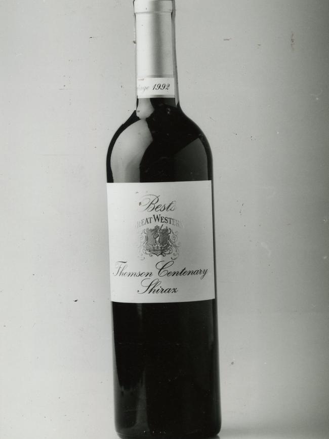 Best's Great Western Thomson Centenary Shiraz wine.