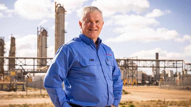 Santos’s Kevin Gallagher at the Moomba gas plant. Picture: James Elsby,