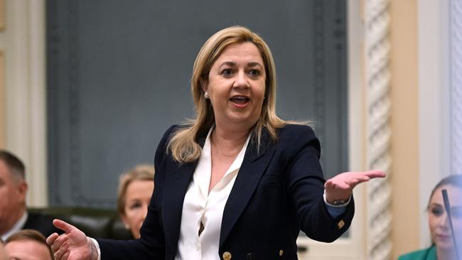 Queensland Premier Annastacia Palaszczuk speaks during Question Time at Parliament House in Brisbane on Thursday. Picture: Dan Peled / NCA NewsWire