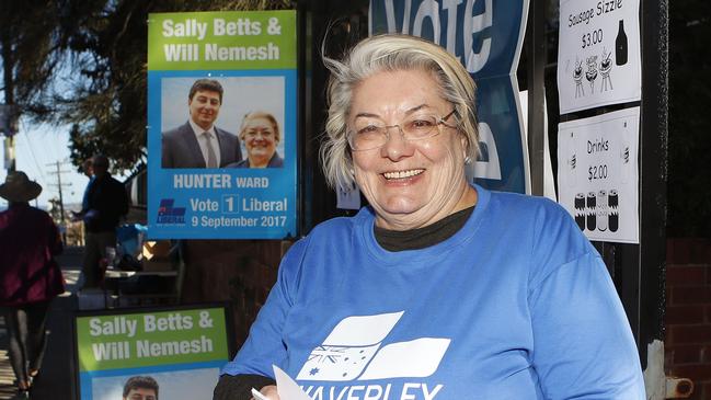 Ms Betts, then Waverley mayor, on the hustings at the 2017 local government elections. Picture: AAP Image