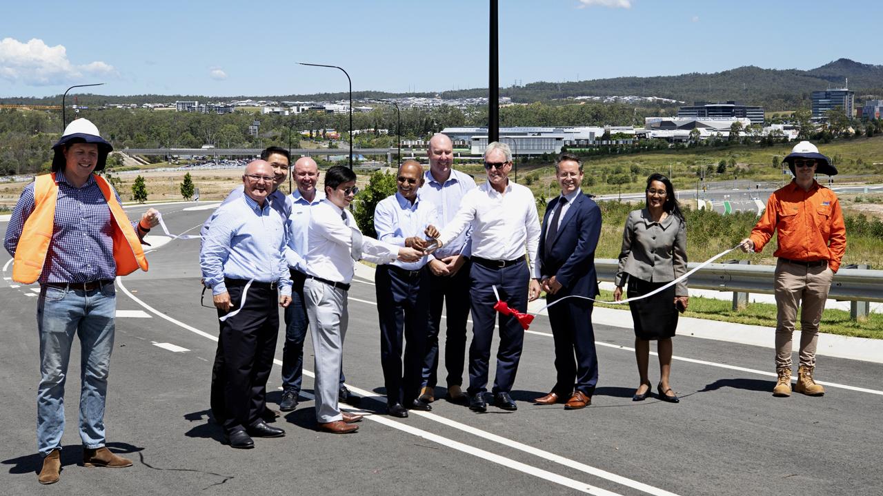 Ribbon cutting for opening of Brookwater Drive at Springfield