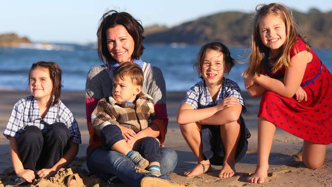 Roisin Maitland pictured in August 2013 after hearing the news that five people received organs harvested from her late husband and appealing for information about them. From left to right were Josephine, Archie, Roisin, Sarah and Eve. Picture: Frank Redward.