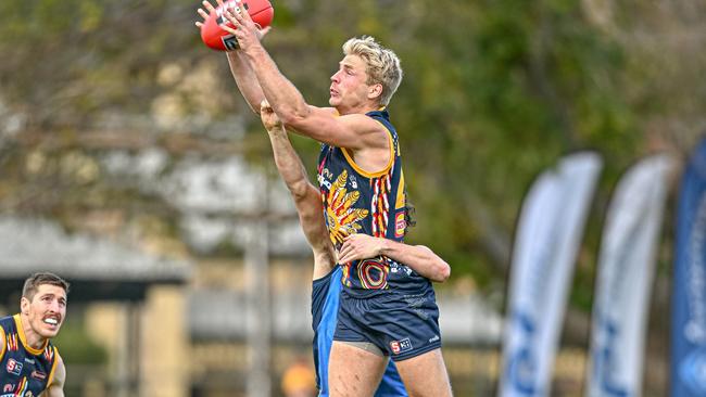 Adelaide’s Billy Frampton marks strongly against Sturt. Picture: Scott Starkey (SANFL).