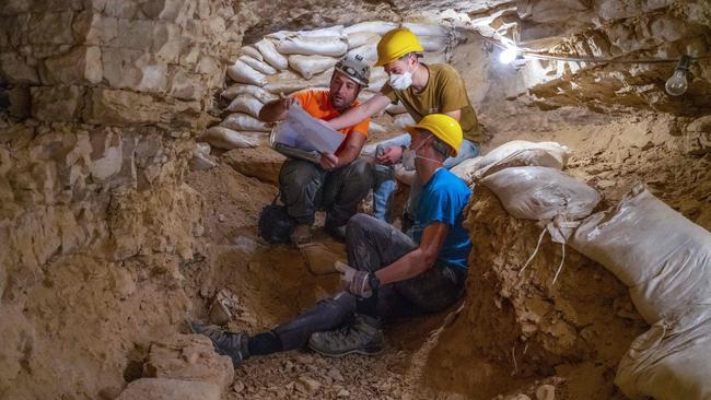 Archaeologists at the Cave of Horror in the Judean Desert. Picture: Israeli Antiquities Authority via AFP