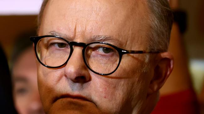 ADELAIDE, AUSTRALIA - NewsWire Photos 13, October, 2023: Prime Minister Anthony Albanese speaks to the media at the Adelaide Central Market to make his final pitch to the people of South Australia for the YES vote.   Picture: NCA NewsWire / Kelly Barnes