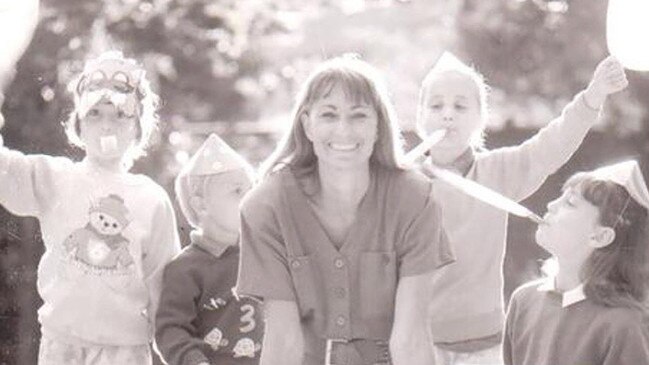 Kate Middleton, 7, far right, is seen celebrating alongside siblings Pippa and James and another child, in throwback photo shared by Carole Middleton's party planning business. Picture: Partypieces/Instagram