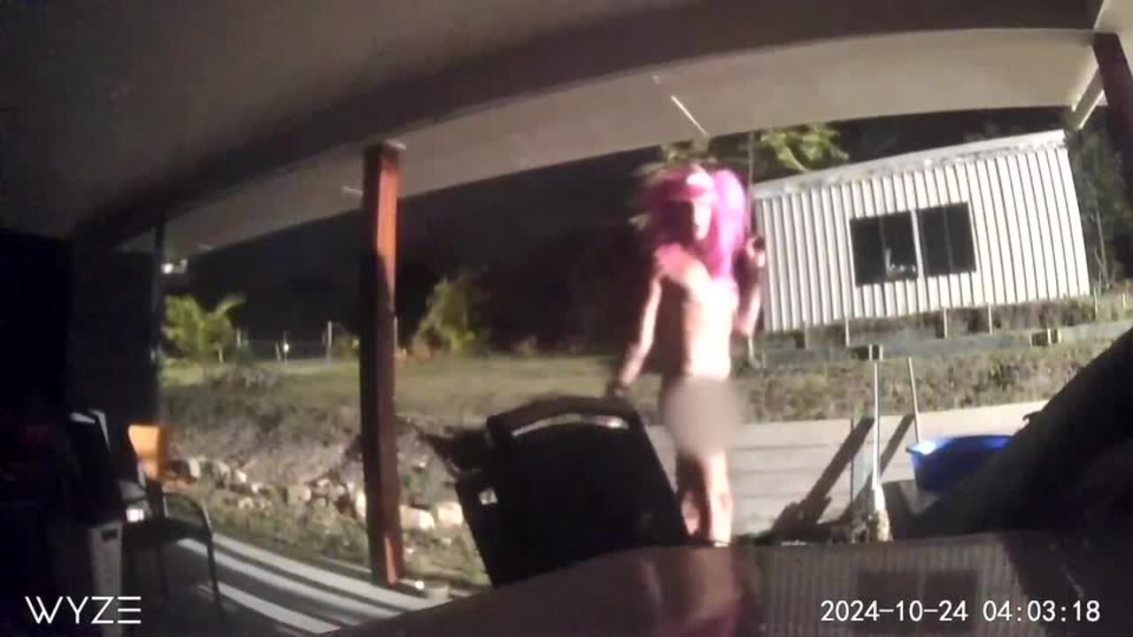 Disturbing CCTV footage from woman's backyard