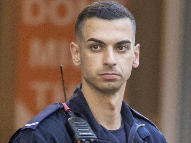 NSW Police officer Beau Lamarre-Condon handed himself into Bondi Police Station on Friday. Picture: Liam Mendes