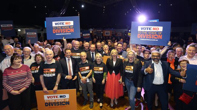 Former PM Tony Abbott at the end of the no rally event at St Marys Band Club in St Marys. Picture: NCA NewsWire / Damian Shaw