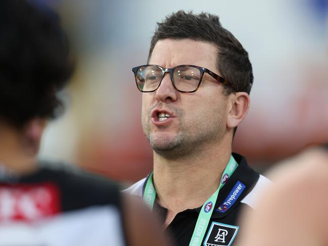 SYDNEY, AUSTRALIA - JUNE 16: Josh Carr, Assistant Coach of the Power during the round 14 AFL match between Greater Western Sydney Giants and Port Adelaide Power at ENGIE Stadium on June 16, 2024 in Sydney, Australia. (Photo by Jason McCawley/AFL Photos/via Getty Images)