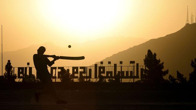 American gunships were sometimes above when the Afghanistan team was training in Kabul. Picture: AFP