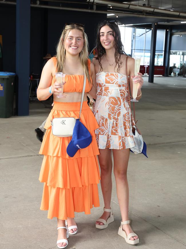 Olivia Lindsey and Amity Taylor attend the Ballarat Cup. Picture: Brendan Beckett