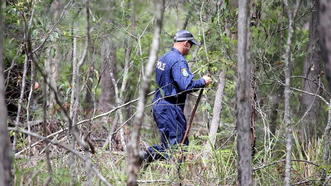 Police conduct a search of a property on Herons Creek Rd north of Kendall as the search for William Tyrrell continues. Picture: Nathan Edwards