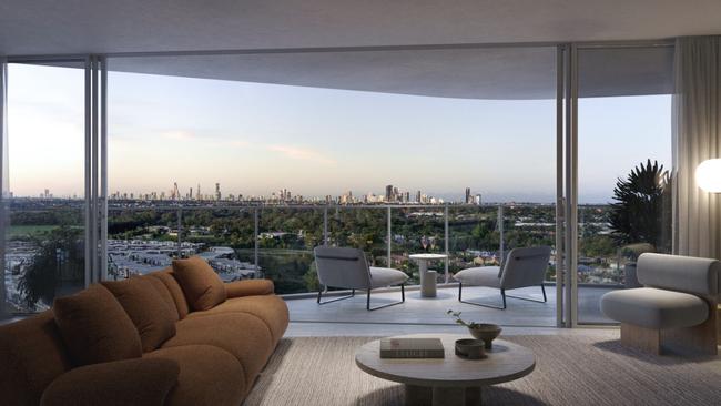 Artists impression of view from one of the penthouses at Cascade Robina.