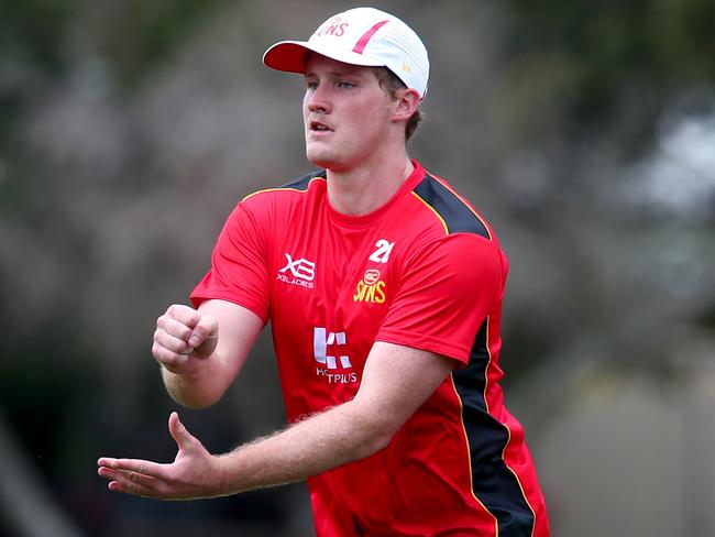 Gold Coast Suns Harrison Wigg during the team training session at Carrara Stadium on the Gold Coast, Monday, November 6, 2017. (AAP Image/David Clark) NO ARCHIVING