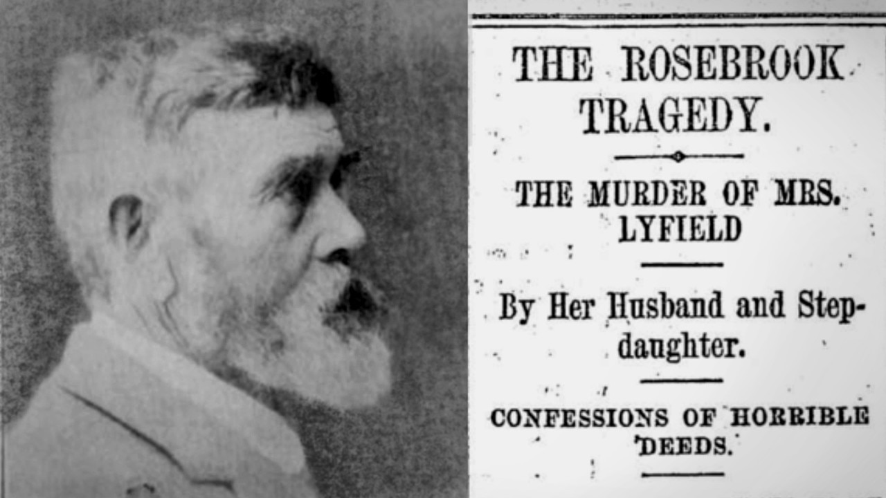 An 1897 mugshot of Henry Lyfield who murdered his wife near Port Fairy; and a news article about the case. Picture: Public Records Office Victoria, Trove