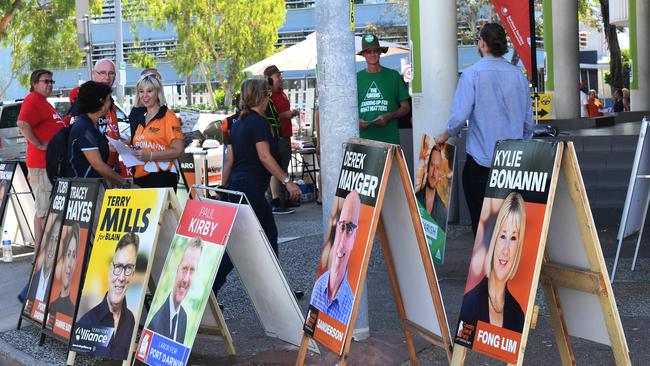 Territorians getting to the voting booths early, Voting booth in Darwin City. Picture Katrina Bridgeford.