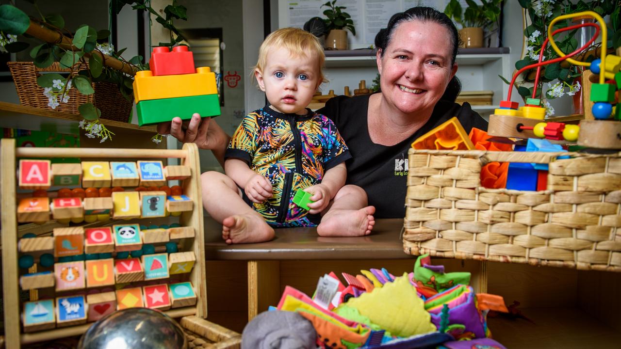 Charters Towers Kids Early Learning Centre manager Jaylene Davis with Elsie McKellar (1yr 2 months.) – Scott Radford-Chisholm