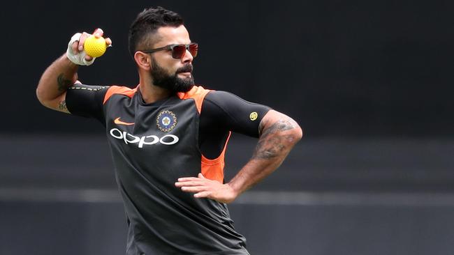 Virat Kohli at India training at the Gabba. Picture: Peter Wallis