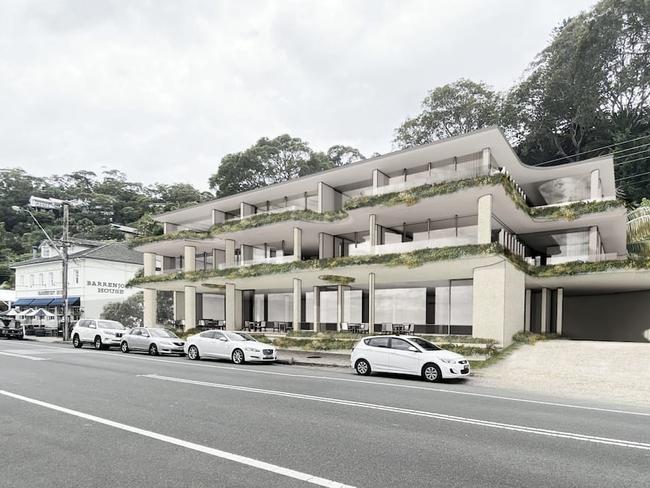 An artist's impression of another previous design for the proposed apartment development next to historic Barrenjoey House. Picture: Rob Mills Architecture