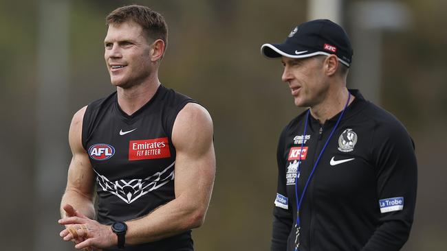 Taylor Adams with Craig McRae at Collingwood. (Photo by Daniel Pockett/Getty Images)