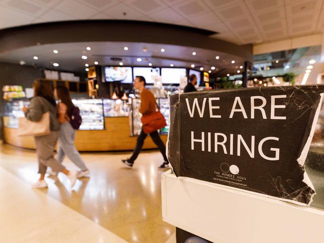 SYDNEY, AUSTRALIA - NewsWire Photos SEPTEMBER 28 2023. GENERIC - signage - employment & jobs, staff wanted, position available, in Sydney CBD. Picture: NCA NewsWire / Max Mason-Hubers