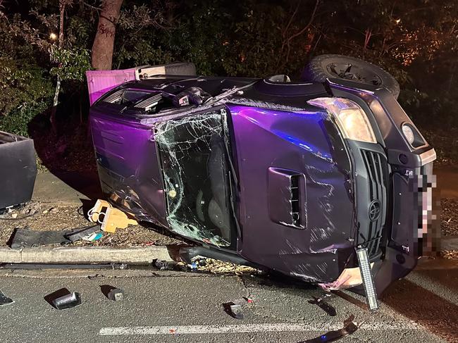 Duo do a ‘runner’, leaving rolled and crumpled ute with mate