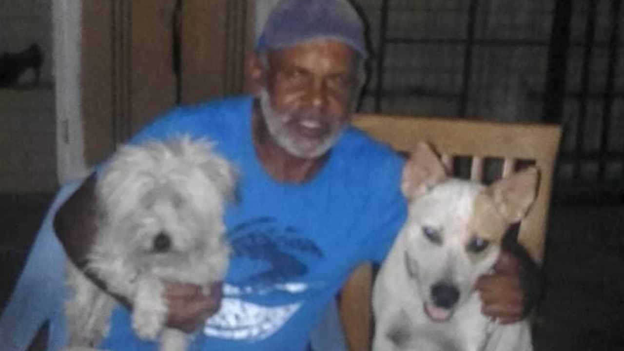 Kenneth John Geary with his two dogs Bonnie and KG. Picture: Contributed