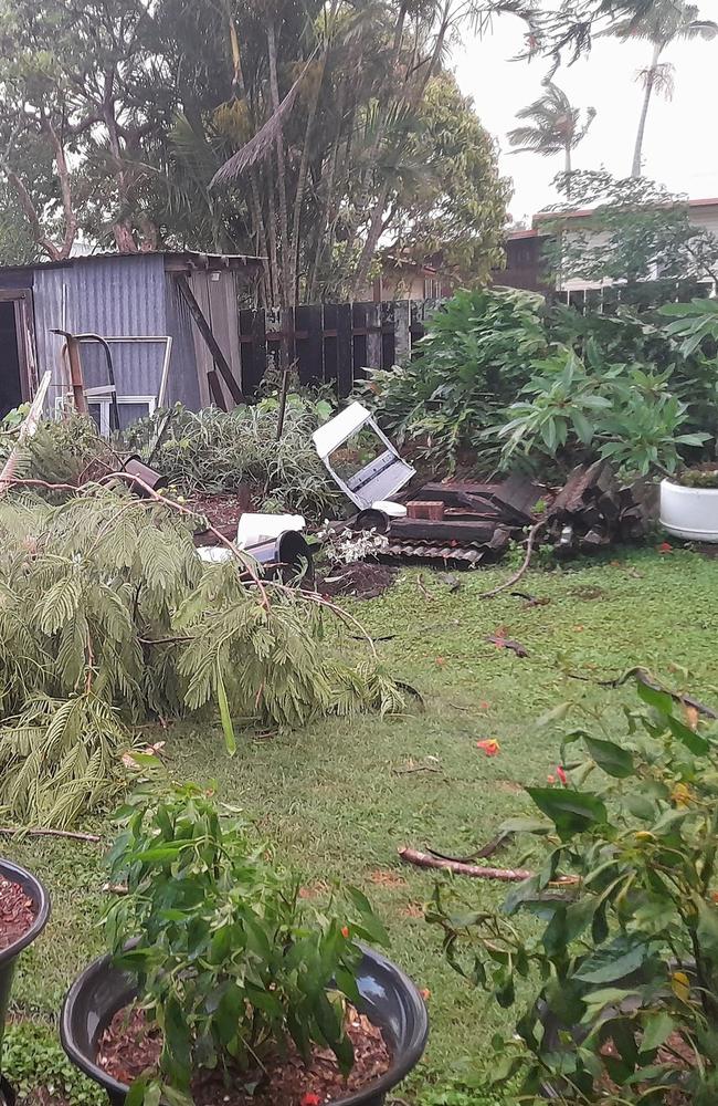 One of several Bundaberg North residents shared the damage done to his yard from a microburst on Monday evening. PHOTO: Andrew Finnegan