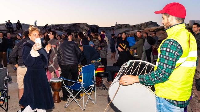 The Sydney Drumming group photographed at a get together which attracted the attention of police. Picture: Monique Harmer