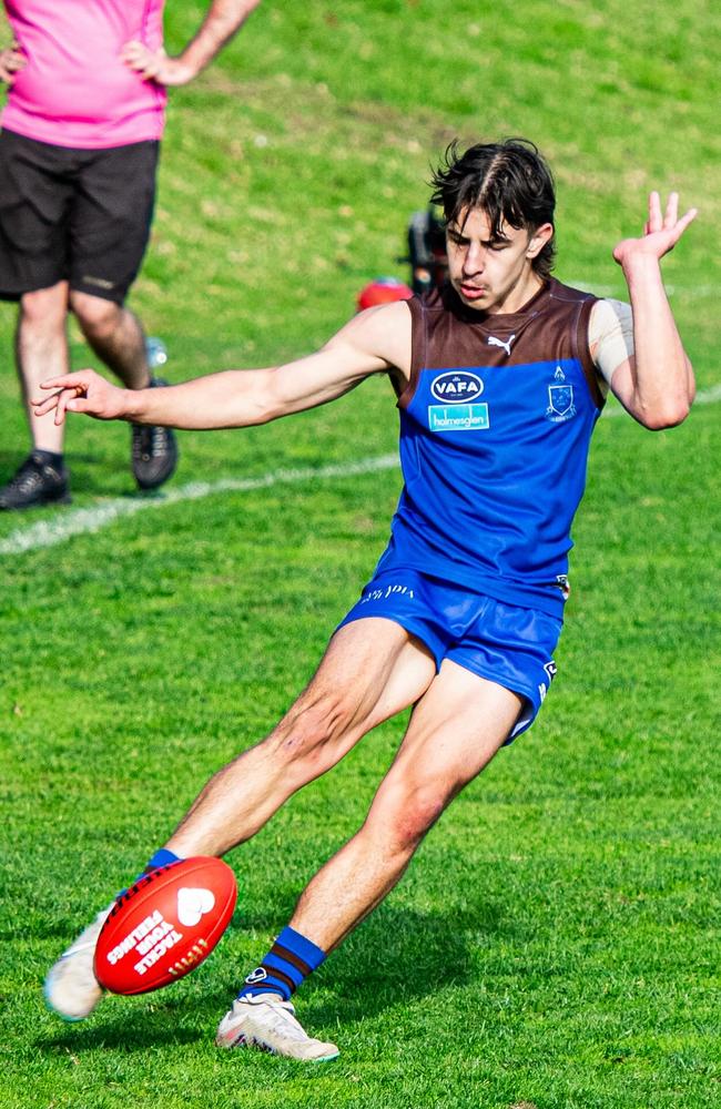 Bailey Payze takes a kick for the Pirates. Picture: Facebook