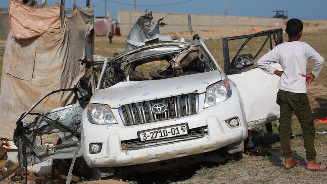 The WCK vehicle that was hit by an Israeli strike.