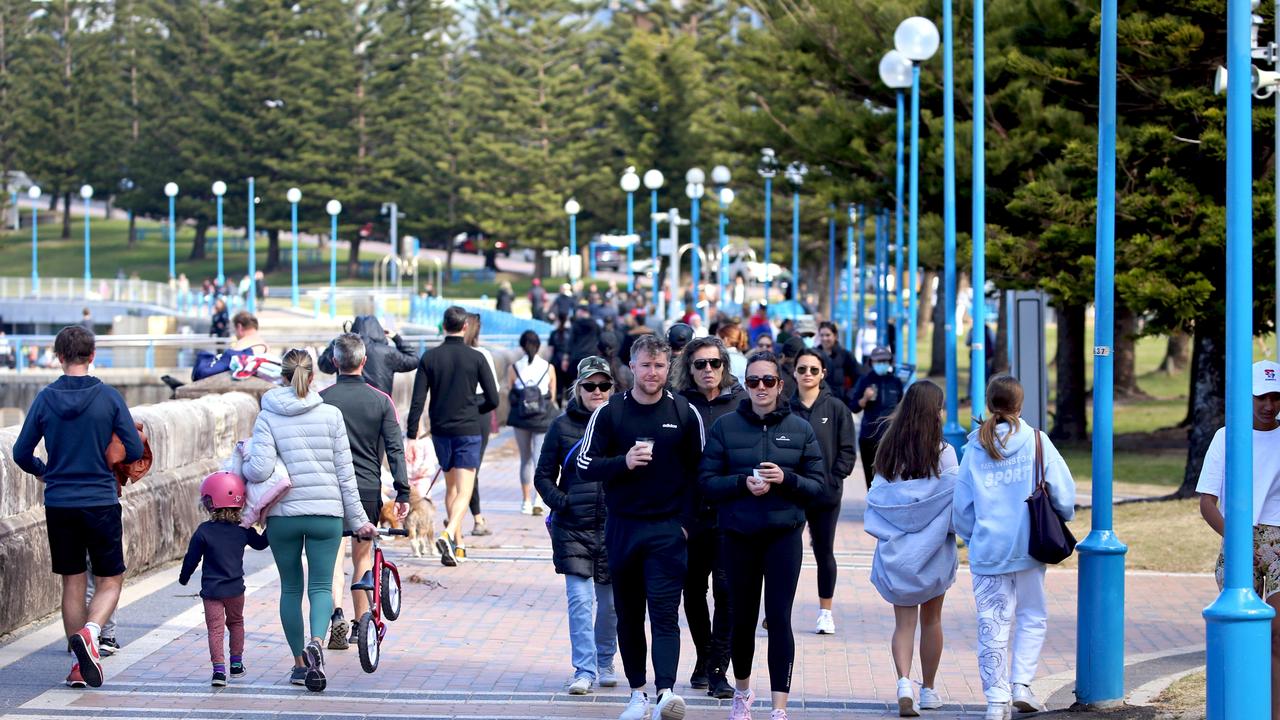 People exercising at Coogee during lockdown. Picture: NCA NewsWire / Nicholas Eagar