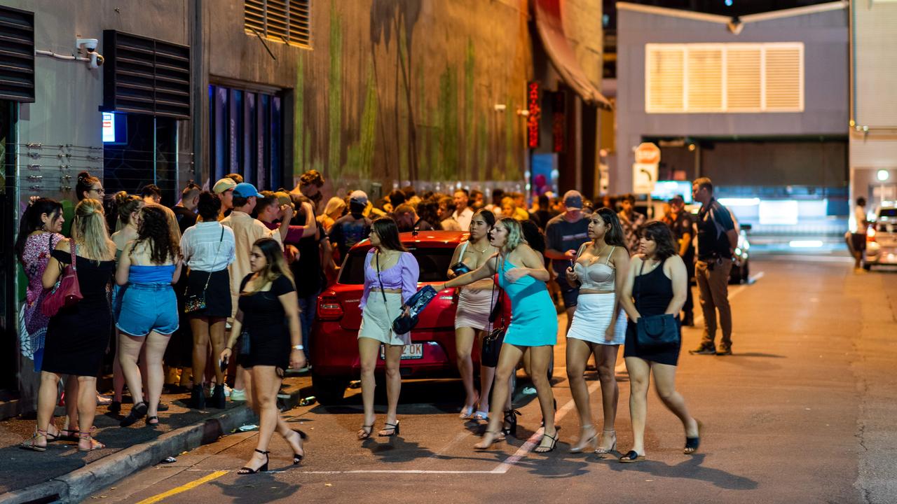 Mitchell St in Darwin was abuzz to celebrate the end of 2020. Picture: Che Chorley