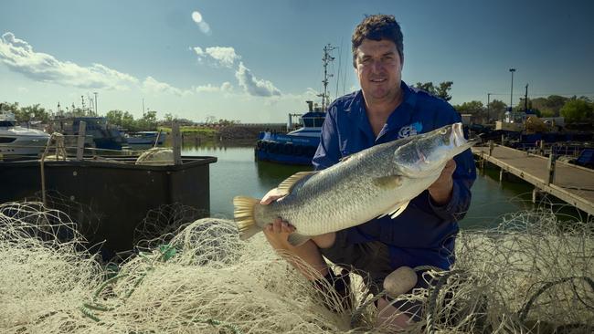 Simon Jeffrey at the Francis Bay marina. The industry is concerned about the impact a gillnet ban will have on wild barra. Photo: Rebecca Parker / The Australian